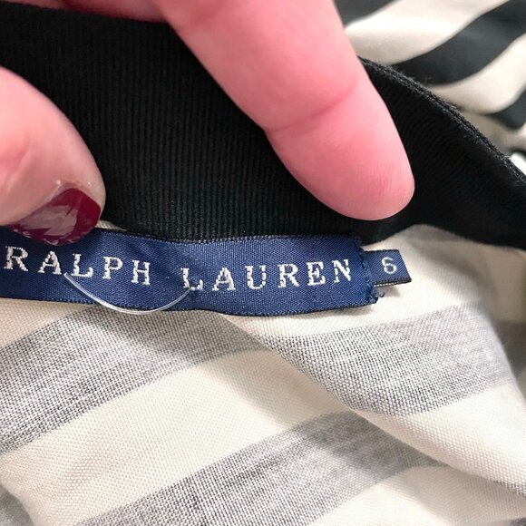 Ralph Lauren Cotton Silk Blend Black Ivory Stripe Midi Skirt Size 6 Vintage Old - Picture 6 of 8